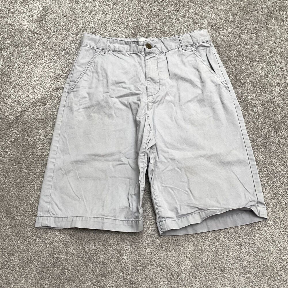 Old Navy Chino Shorts Boys Kids 14 Gray Flat Front Cotton Pockets Casual Outdoor